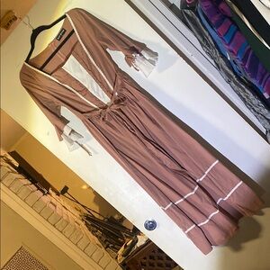 Brown Wrap Robe with Tie Belt